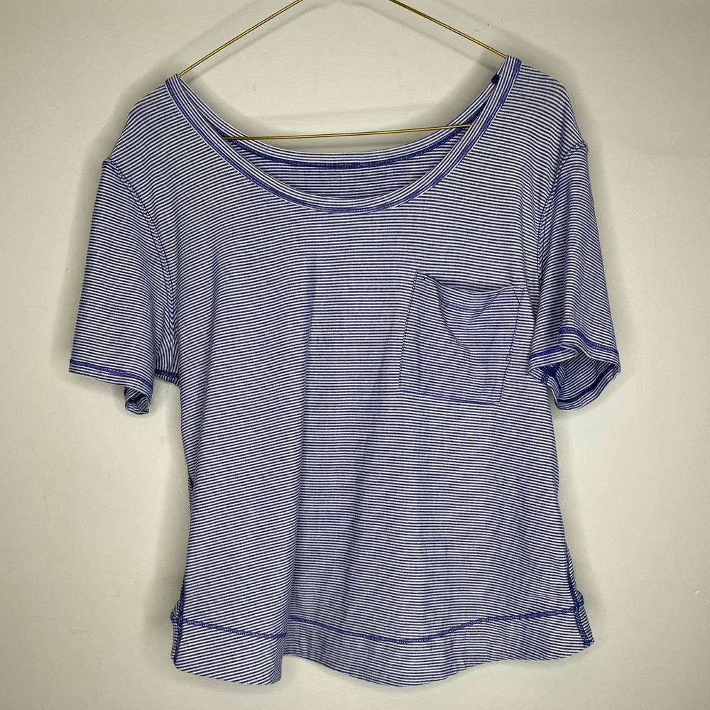 LULULEMON STRIPED RUCHED CROP TOP